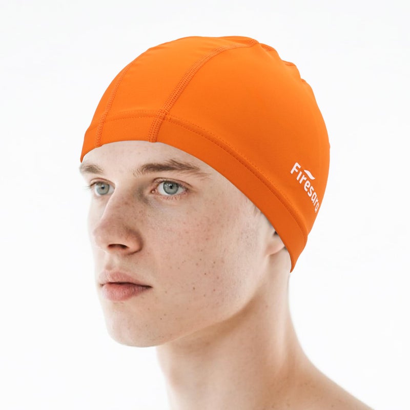 Firesara Fabric Swim Cap, High Elasticity Swimming Cap Keeps Hair Clean Breathable Fit Both Long Hair Short Hair, Swim Caps Woman Girls Men Kids One Size Hat - Image 1